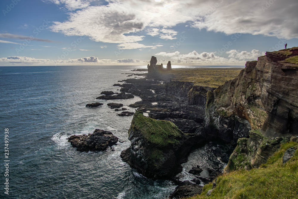 Beautiful view of Londrangar Rocky cliffs in Snaefellsnes Peninsula - Iceland