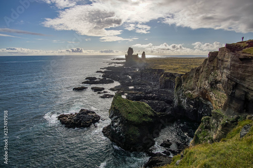 Beautiful view of Londrangar Rocky cliffs in Snaefellsnes Peninsula - Iceland