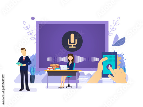 Smart speaker or voice assistant. Virtual human control voice assistant.