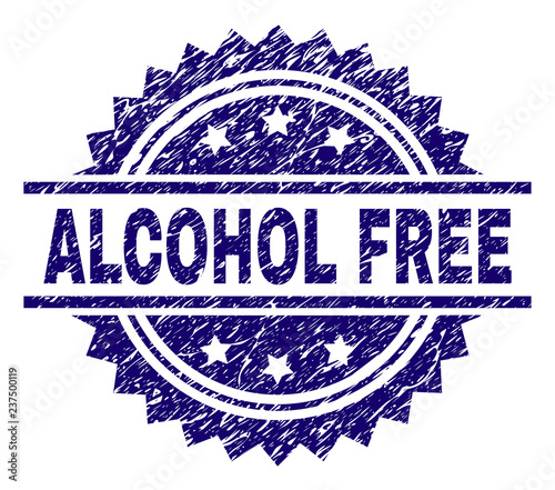 ALCOHOL FREE stamp seal watermark with distress style. Blue vector rubber print of ALCOHOL FREE title with corroded texture.