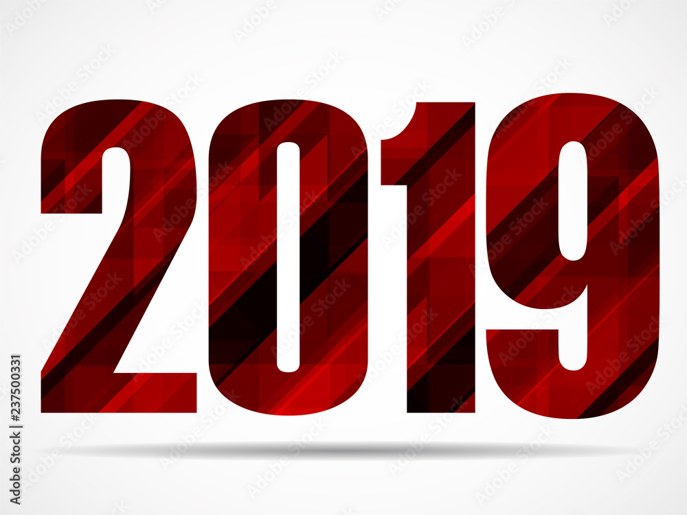 Happy New Year 2019 text design, vector geometric banner Happy New Year 2019 text design, vector geometric banner