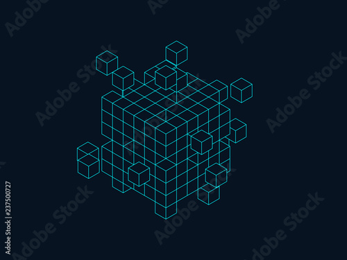 Wireframe cube from small c...