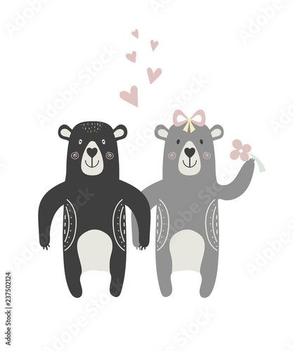 Romantic bears in love. Cute Valentine's day card