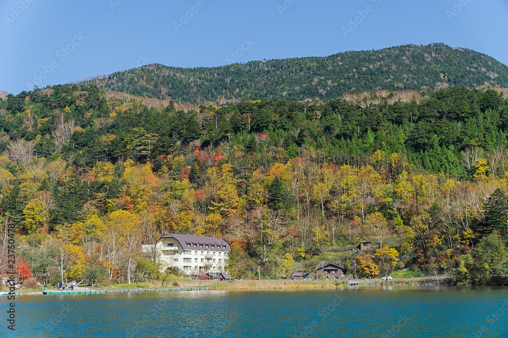 Yunoko Lake in autumn, Nikko, Japan