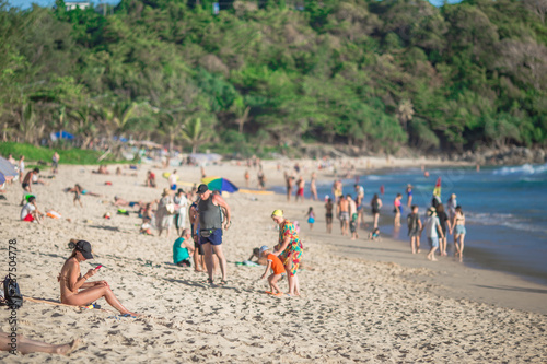 Laem Sing Beach-Phuket: 20 September 2018,many tourists (families with children,couples,solo travelers, foreigners)come to play in the sea during the holiday season.In the Naiharn area,Patong,Thailand