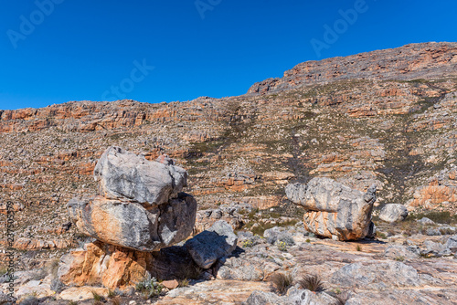 Rock formation on Bokveldskloof hiking traill to the Maltese Cross photo