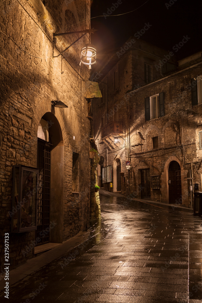 On the streets of Assisi after rain
