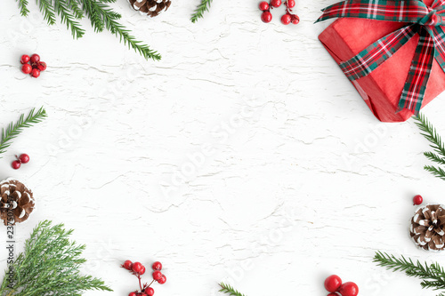 Christmas decorations on table background mockup