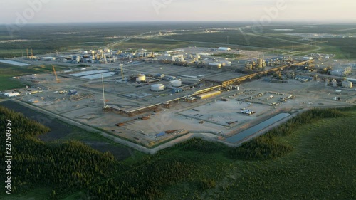 Aerial sunset Oil Refinery tar sands Fort McMurray photo