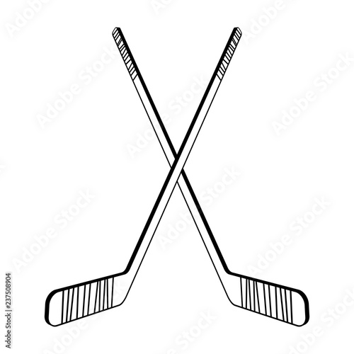 Two crossed hockey sticks