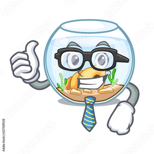 Businessman fishbowl in glass sphere on mascot