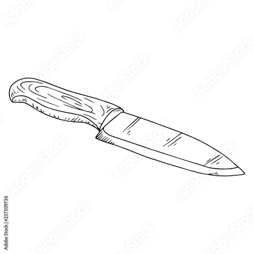 Knife hand drawn. Vector illustration of a kitchen knife. Knife icon.