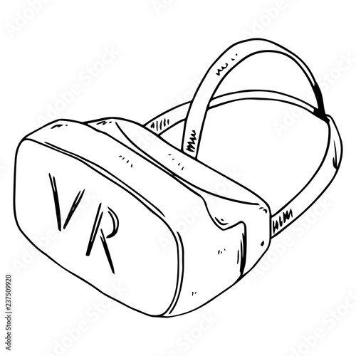 Glasses of virtual reality hand drawn. Vector illustration of virtual riality glasses. VR icon.