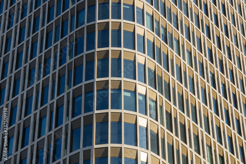 Abstract Building, blue glass wall of skyscraper