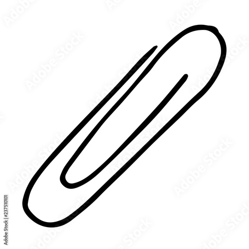 Clerical paperclip hand drawn. Vector illustration of paper clips. Paper clip icon.