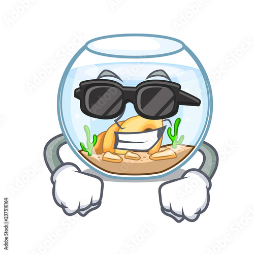 Super cool fishbowl in glass sphere on mascot