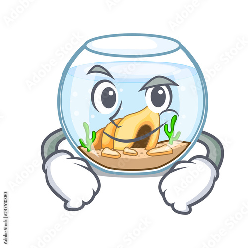 Smirking fishbowl in glass sphere on mascot