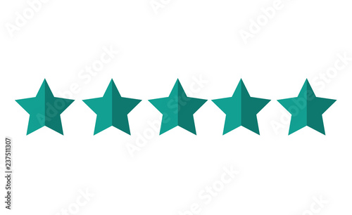 Five stars in a row with a half shadow