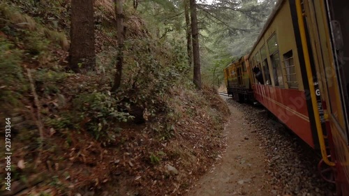Historic train on the way from Shimla to Kalka, UNESCO World Heritage Site, Himachal Pradesh, India photo