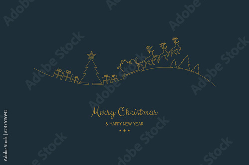 Christmas card with with cartoon Santa Claus. Vector.