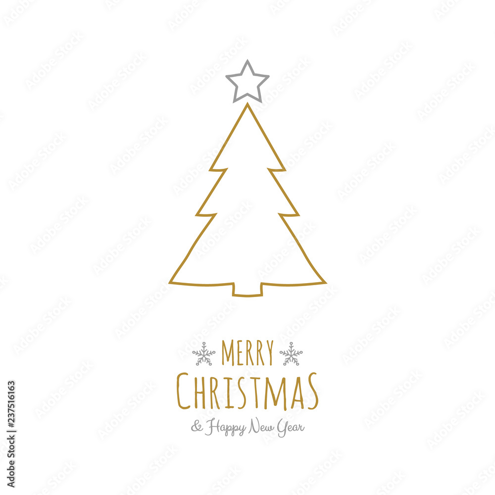 Fototapeta premium Concept of Christmas greeting card with hand drawn tree. Vector.