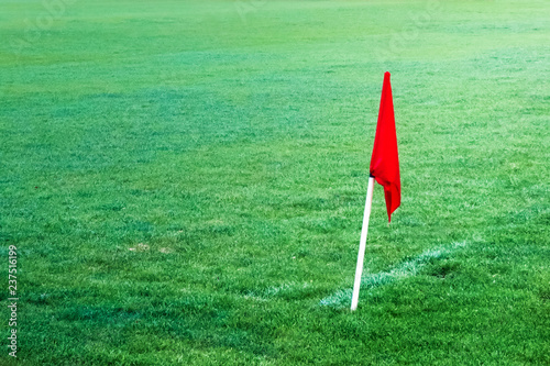 Red flag in football soccer field