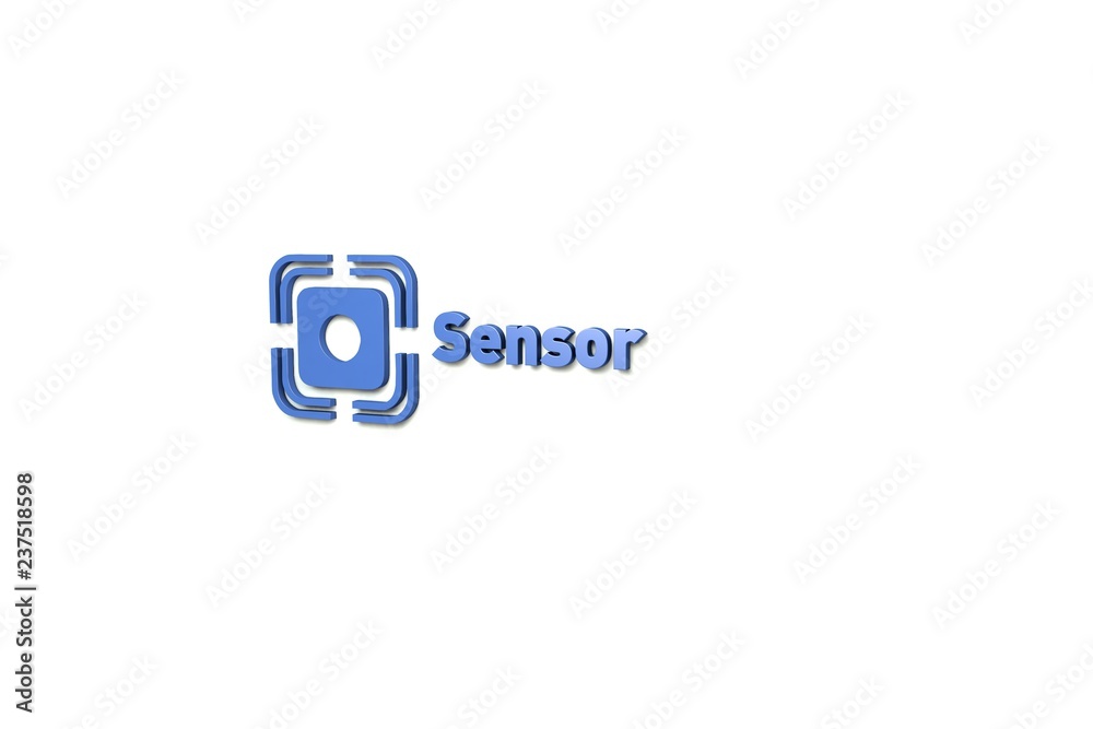 Illustration of Sensor with blue text on white background Illustration of Sensor with blue text on white background