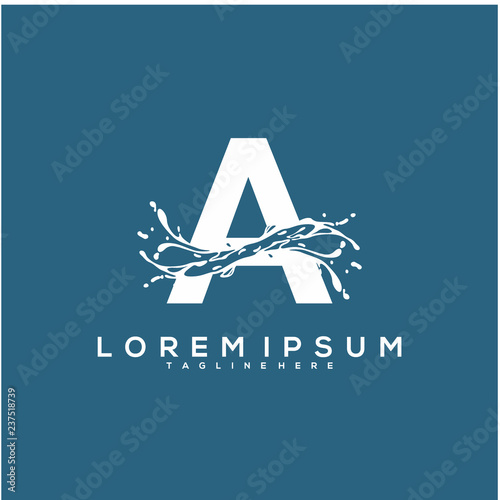 Abstract Initial A logo design concept, water logo vector design