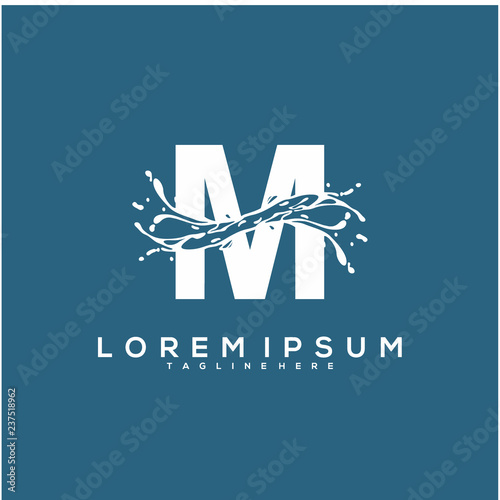 Abstract Initial M logo design concept, water logo vector design
