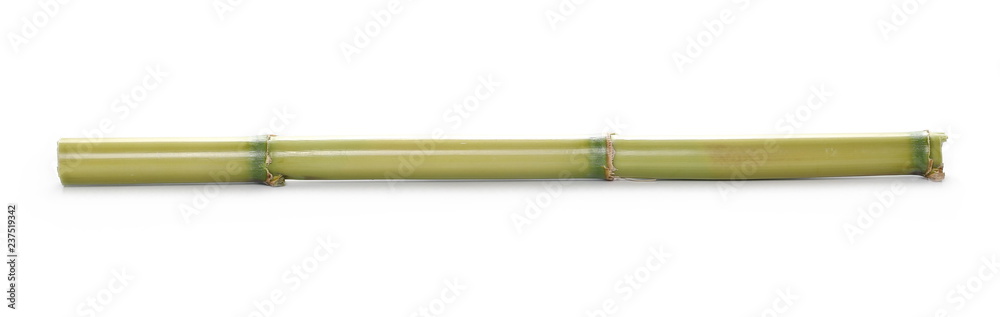 Obraz premium Green bamboo sticks isolated on white background, side view