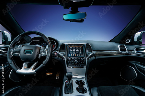 the interior of a modern luxury SUV