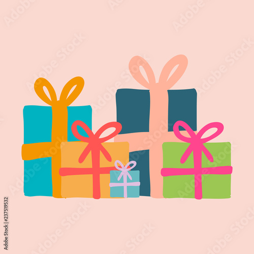 Vector of some christmas presents with a pink background