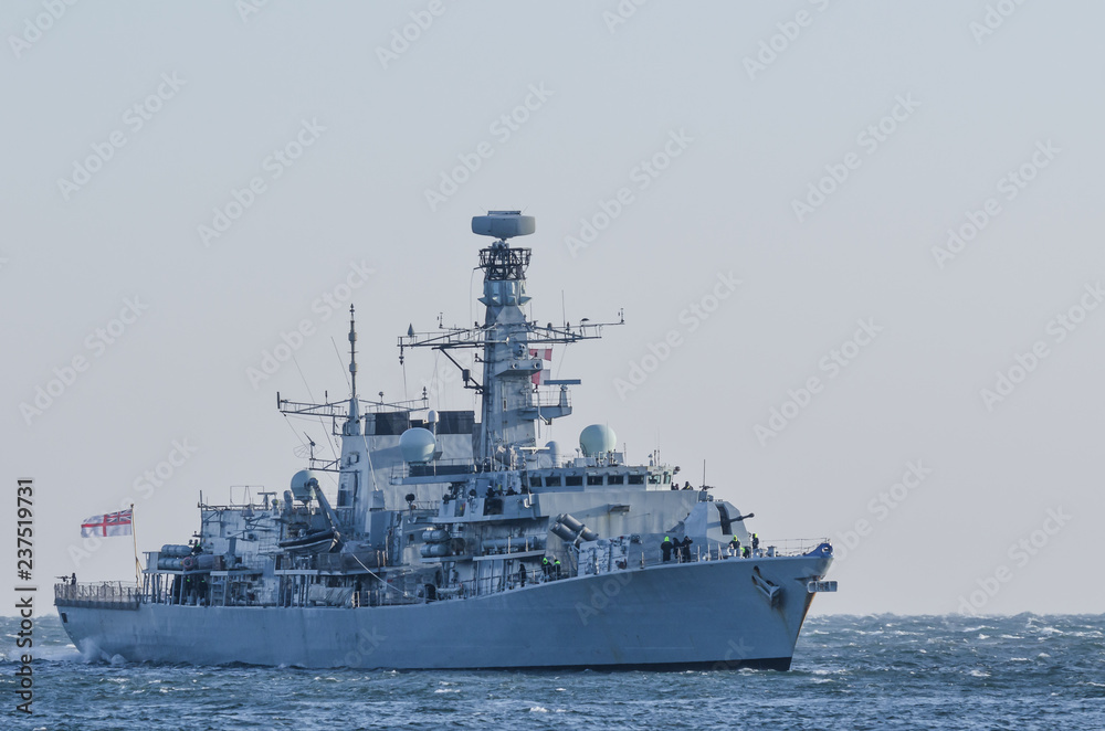 WARSHIP - Frigate on a patrol in the sea
