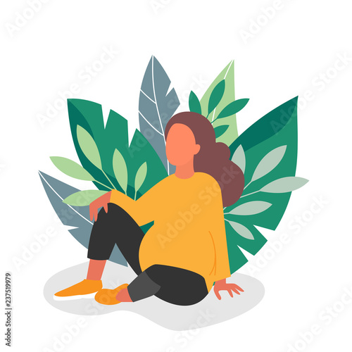 Pregnancy. Vector illustration of pregnant woman expecting baby