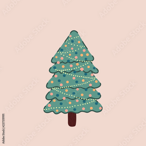 Vector of a Christmas tree decorated.