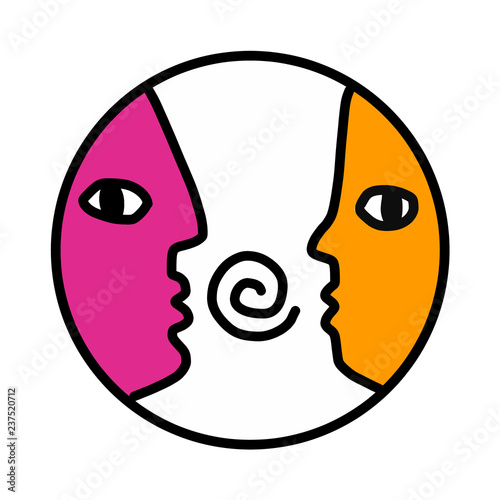 Dialogue logo logotype for psychology psychotherapy consulting speech talking meeting conversation between two hand drawn minimalism