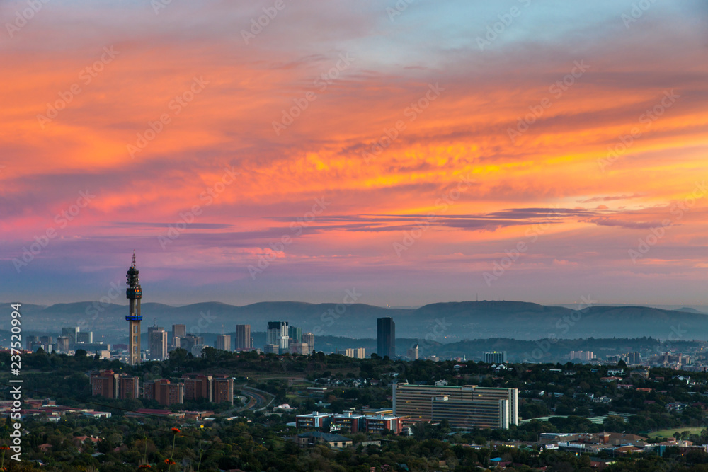 Pretoria, the capitol of South Africa, as viewed from the Klapperkop hill overlooking the city.