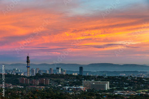 Pretoria, the capitol of South Africa, as viewed from the Klapperkop hill overlooking the city.