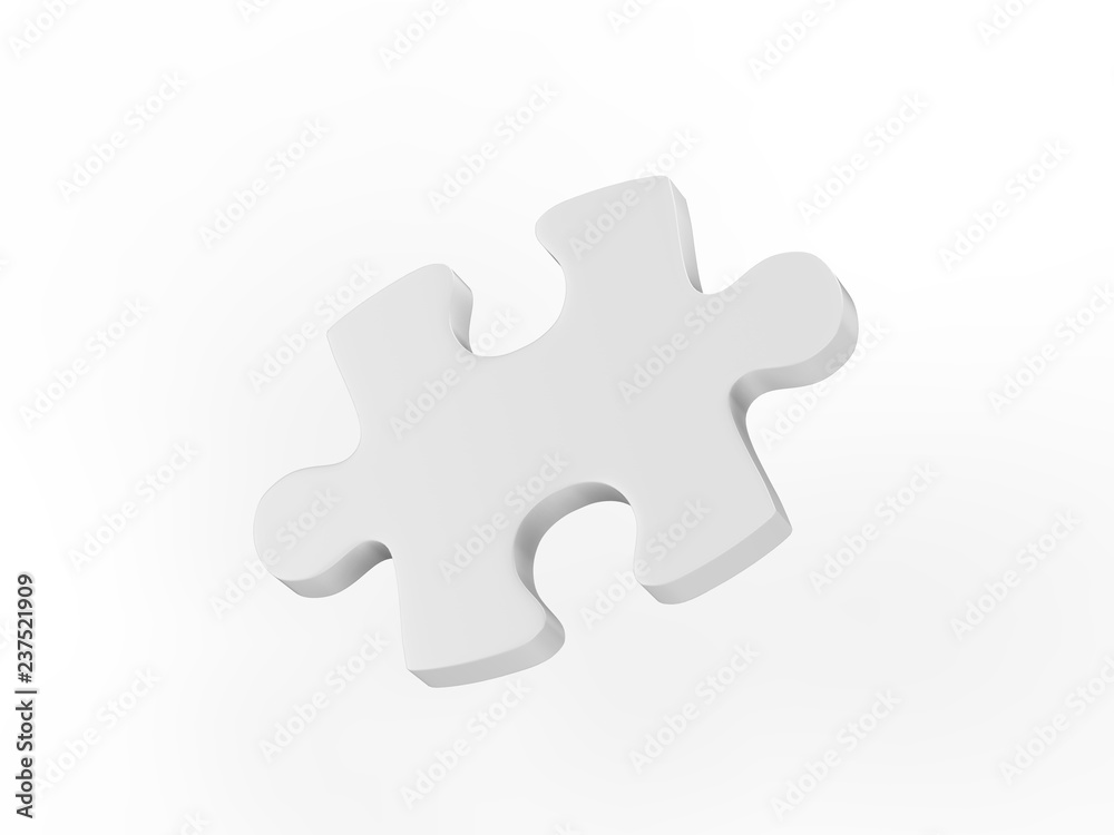 One puzzle piece mock-Up on isolated white background, 3d illustration One puzzle piece mock-Up on isolated white background, 3d illustration