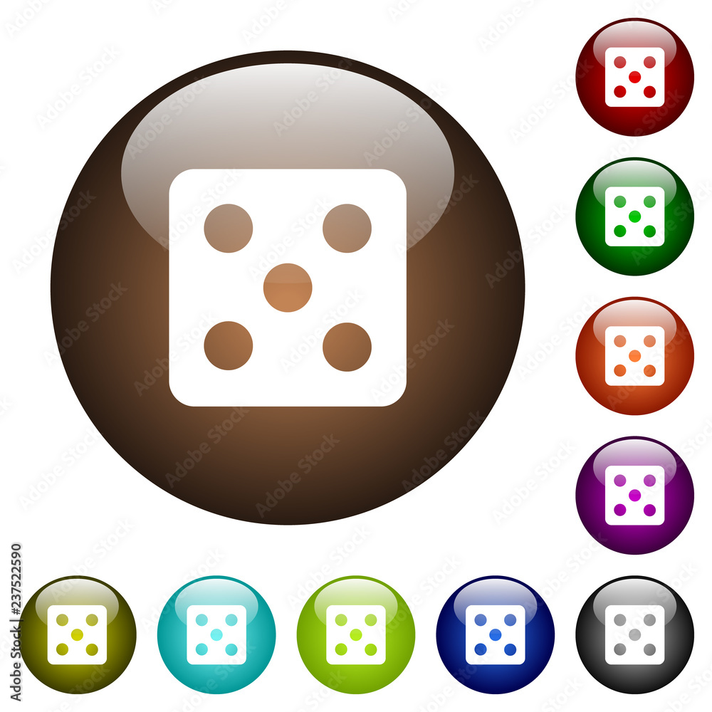 Dice five color glass buttons