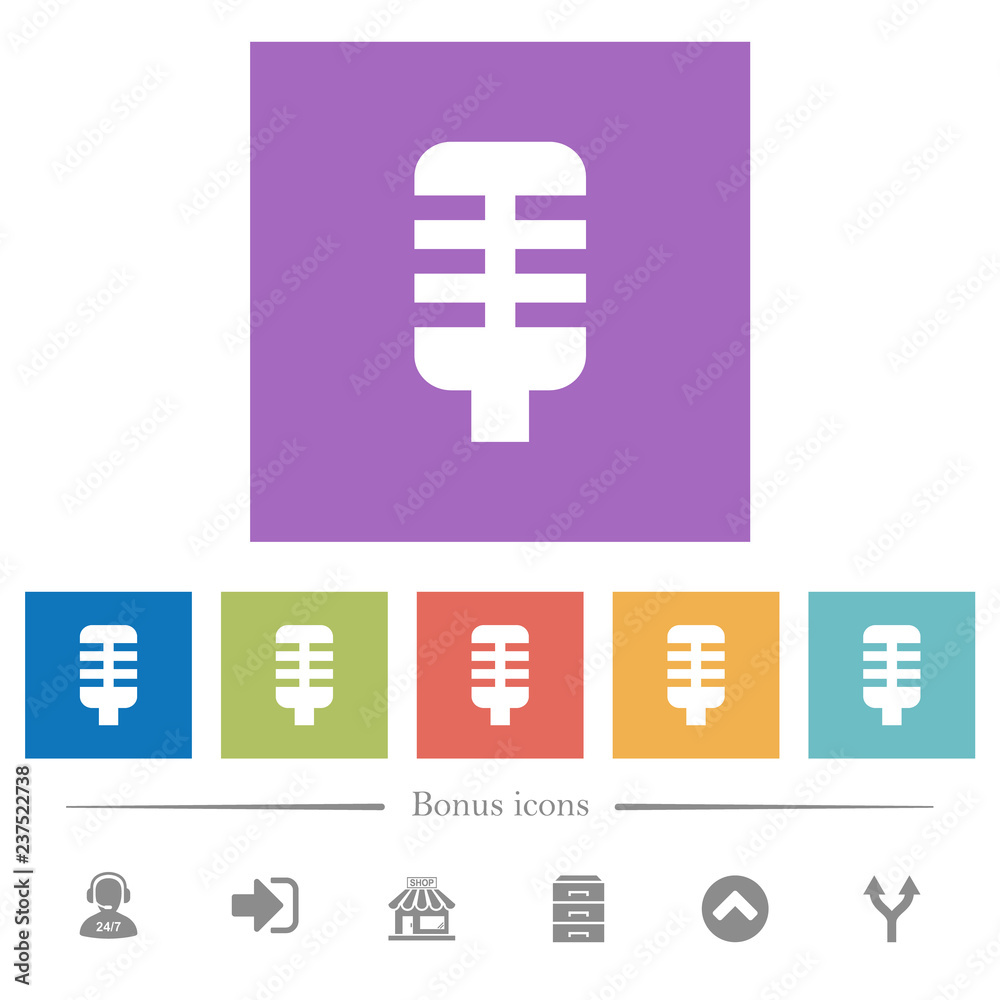 Microphone flat white icons in square backgrounds Microphone flat white icons in square backgrounds