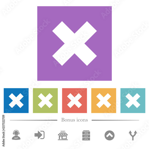 Cancel flat white icons in square backgrounds photo