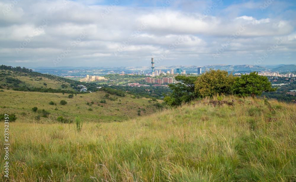 Pretoria, the capitol of South Africa, as viewed from the Klapperkop hill overlooking the city.