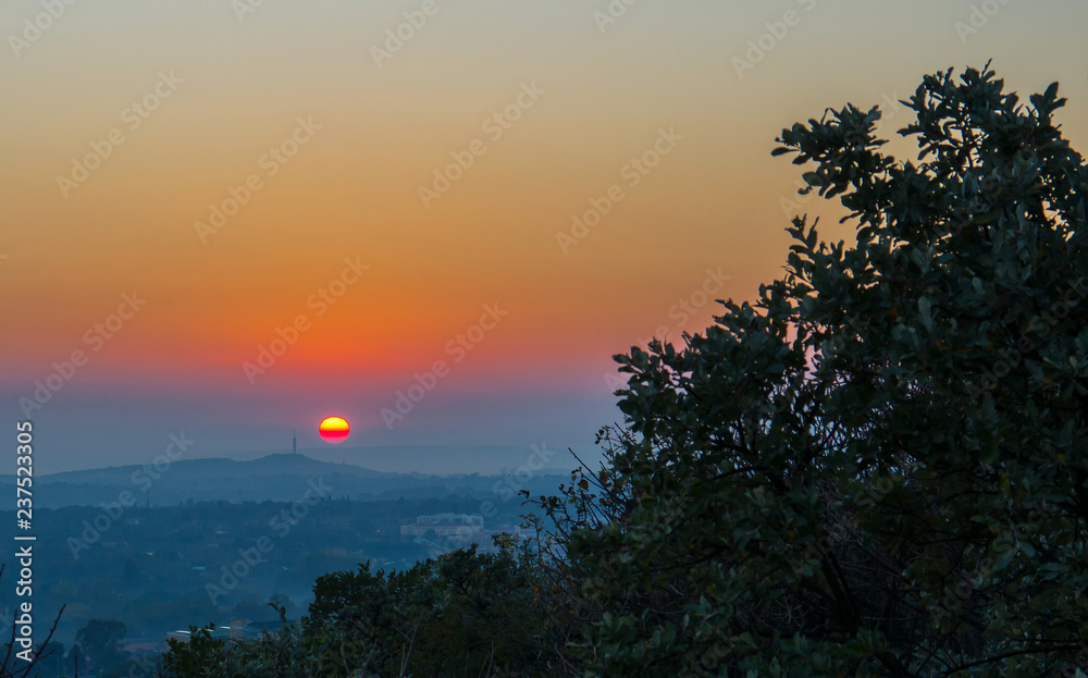 Fototapeta premium Pretoria, the capitol of South Africa, as viewed from the Klapperkop hill overlooking the city.
