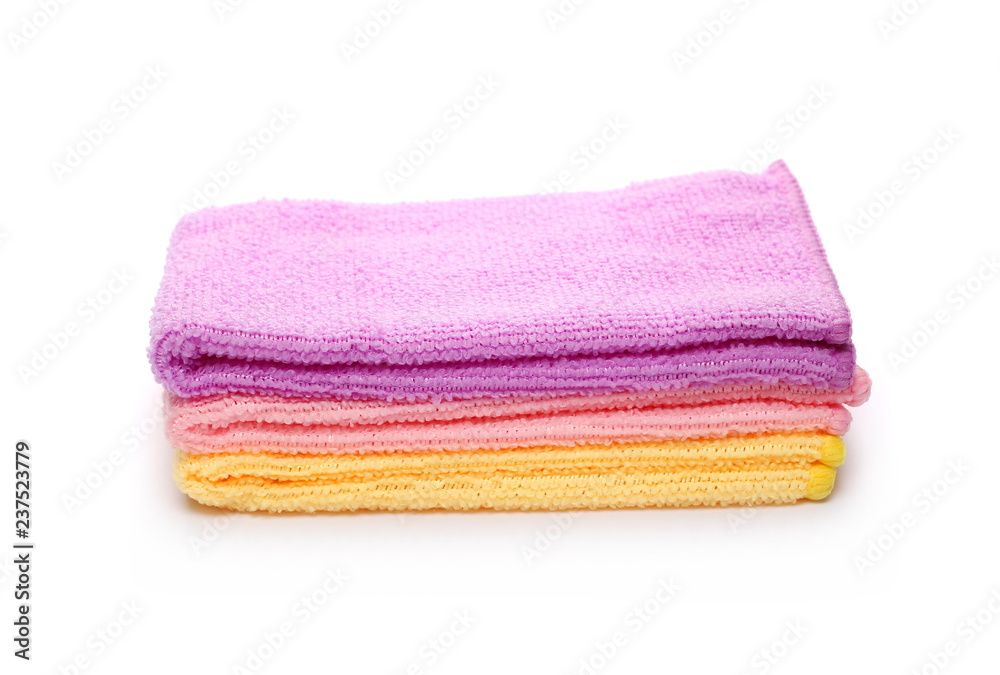 Clean microfiber cloths isolated on white background Clean microfiber cloths isolated on white background