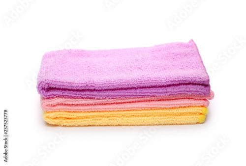 Clean microfiber cloths isolated on white background