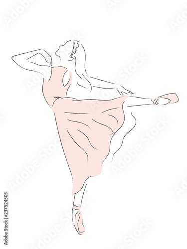 Ballerina Dancer illustration isolated on white background