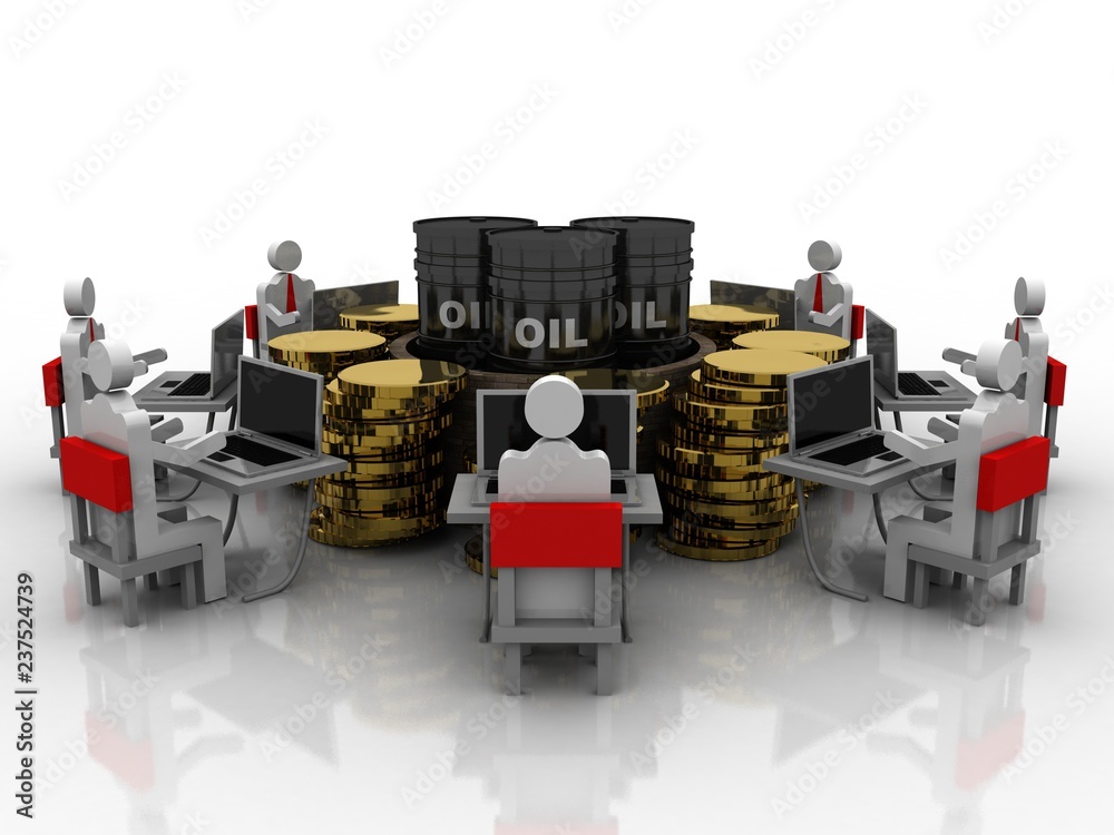3d illustration oil barrel with business network 3d illustration oil barrel with business network