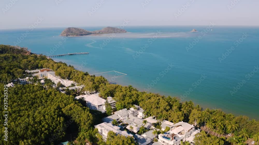 Aerial, beautiful seascape and a view on a small islands in Palm Cove, Queensland, Australia Aerial, beautiful seascape and a view on a small islands in Palm Cove, Queensland, Australia