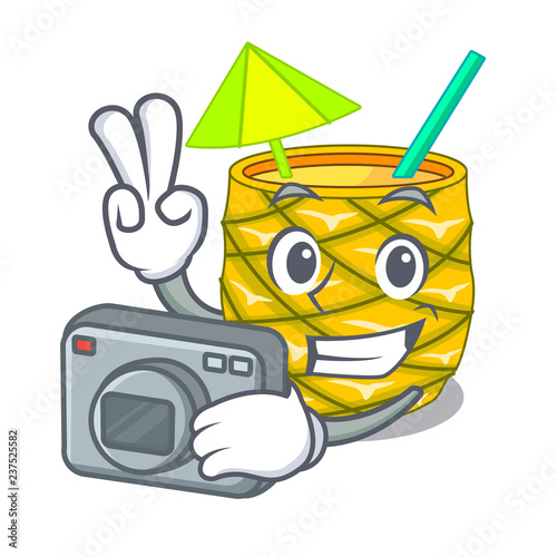 Photographer Pineapple fruit juice on character drink